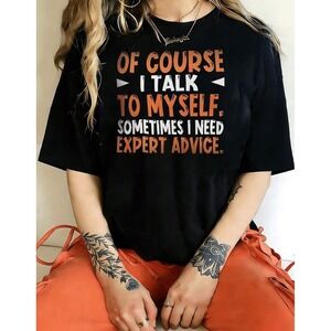 Womens Expert Advice Graphic Tee Black Short Sleeve T-Shirt Size M